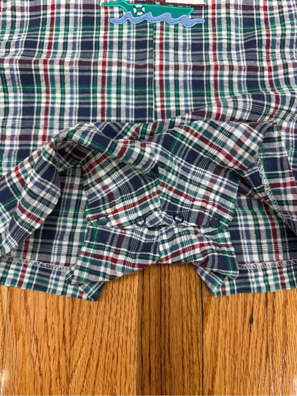 Multicolor Nautical Plaid Seersucker Sailboat Romper 4T Boys